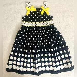 Polka Dot Kids Dress with Yellow Accents